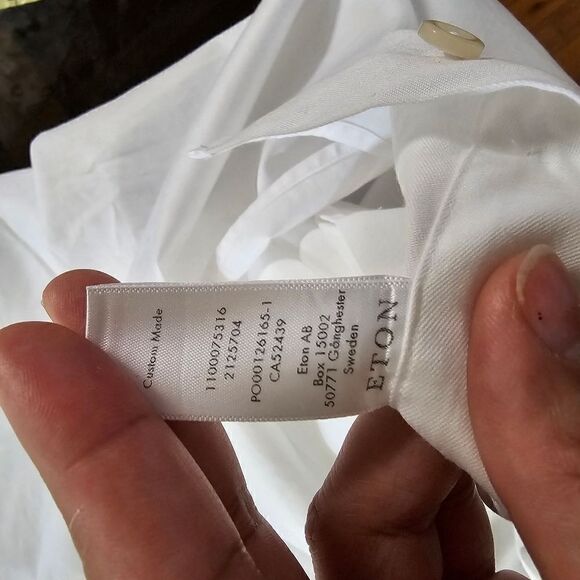 Eton Custom Made White French Cuff Dress Shirt 17 Classic Fit XL - Picture 14 of 14